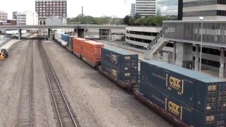 BNSF #7608 leads WB Stacktrain. Kansas City, MO 4/16/16