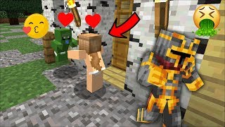 SPY ON BABY ZOMBIE KISSING A HUMAN GIRL INSIDE HIS ZOMBIE HOUSE! BOYFRIEND AND GIRLFRIEND! Minecraft