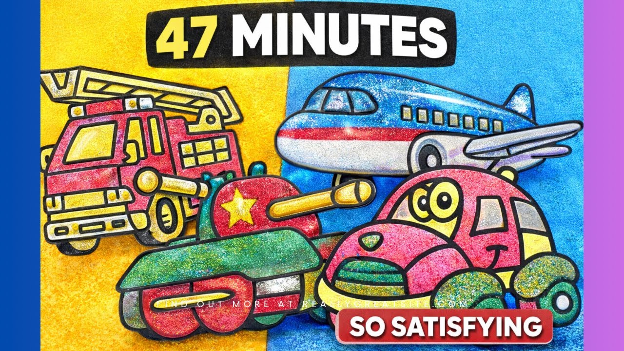 Лучшая подборка картин из песка с транспортными средствами | Поезд, пожарная машина, самолет, тан...