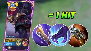 NEW BUILD HANZO HYPER WTF DAMAGE!! NEW ONE SHOT BEST BUILD HANZO 2024 SOLO HIGH RANK GAMEPLAY - MLBB