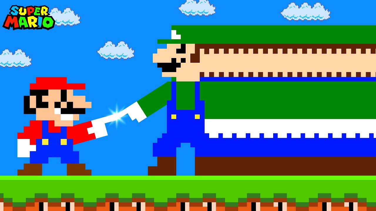 Super Mario Bros., But Everything Mario Touches Becomes WIDER!