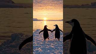 A magical Antarctic sunset jump 🐧 #PenguinAnimation  #Antarctica #Shorts #AnimationShorts #moxxbanna