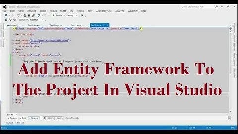 How To Add Entity Framework To The Project In Visual Studio
