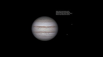 Jupiter with moons Europa and Io through my telescope