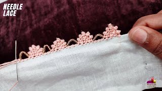 Hand Embroidery Designs | Randa Needle Lace Border Embroidery Designs | Sui Dhage se Lace बनाये 1009