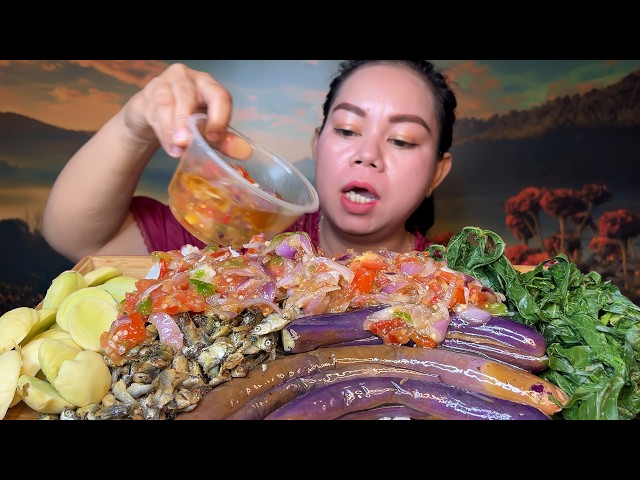 Nasi sambal matah, jengkol muda ikan tamban terong goreng, pucuk ubi MUKBANG