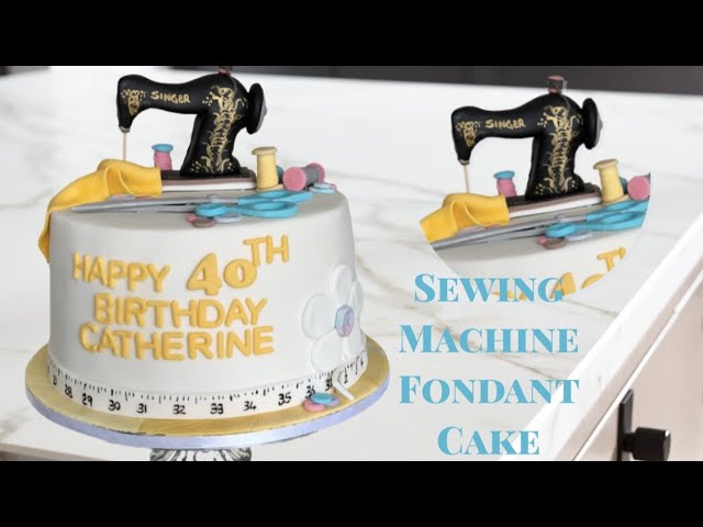 Sewing machine tailor cake topper edible party decoration personalized