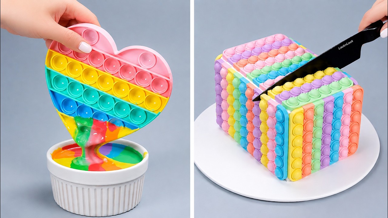 Beautiful Rainbow Ball Cake 🌈 Stunning Flowing Rainbow Sauce Effect | So Tasty
