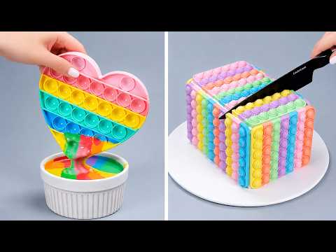Beautiful Rainbow Ball Cake 🌈 Stunning Flowing Rainbow Sauce Effect | So Tasty