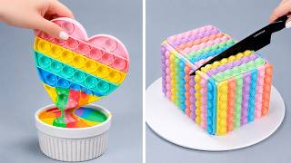 Beautiful Rainbow Ball Cake 🌈 Stunning Flowing Rainbow Sauce Effect | So Tasty