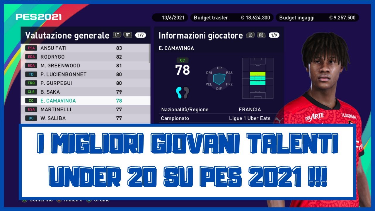 PES 2021 I MIGLIORI GIOVANI TALENTI SOTTO I 20 ANNI (TOP  