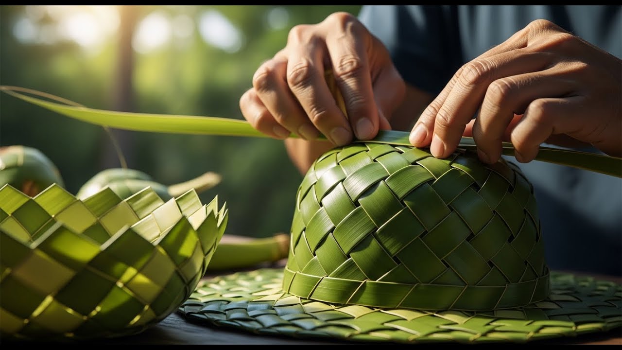 You won't believe how easy The art of making beautiful green coconut leaf hats can be!