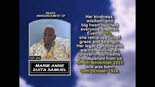 Marie Anne Suita Samuel ~ Short Obituary
