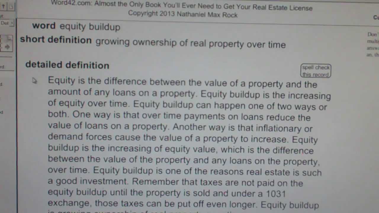 equity buildup Real Estate License Exam Study Guide
