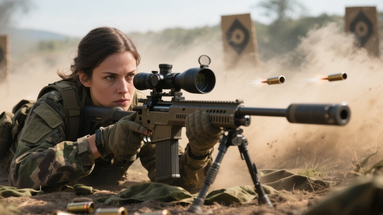 Los francotiradores de la Marina fallaron una y otra vez, y luego ella acertó tres tiros de un solo