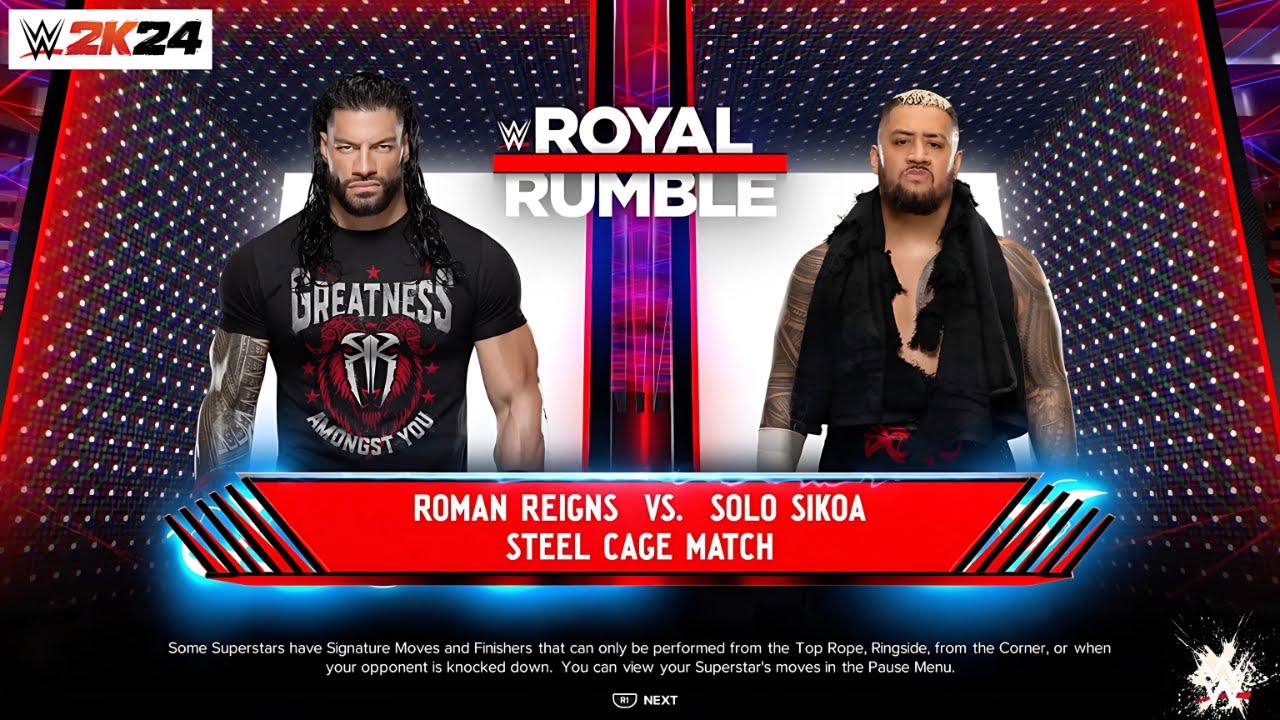 WWE 2k24 - Roman Reigns Destroyed Solo Sikoa Inside Of Steel Cage