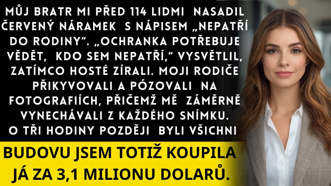 Ještě před třemi hodinami mi matka s úsměvem podávala červený náramek a šeptala: „Jen se neztrapni, tohle je Darekova chvíle.“ Celý život jsem byla ta neviditelná dcera, která si na všechno musela...