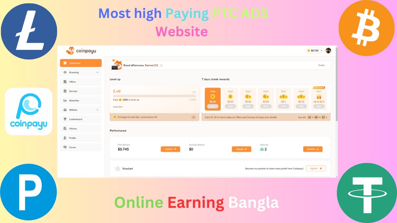 Most high paying ptc ads Watching webstite 2025 | Online Earning Bangla