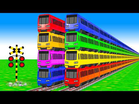 【踏切アニメ】複雑な電車 5 Trains Climbing Pynamid 2025i 🚦 Fumikiri 3D Railroad Crossing Animation #1million #1