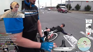 xQc reacts to PewDiePie Falling off Bike
