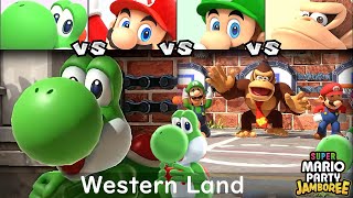 Super Mario Party Jamboree Yoshi Vs Mario Vs Luigi Vs Donkey Kong In Western Land