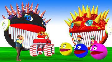 ROBOT PACMAN VS MS PACMAN VS PACMAN MONSTER IN POKEMON A NEW BATTLE BETWEEN ROBOTS #pacman #2024