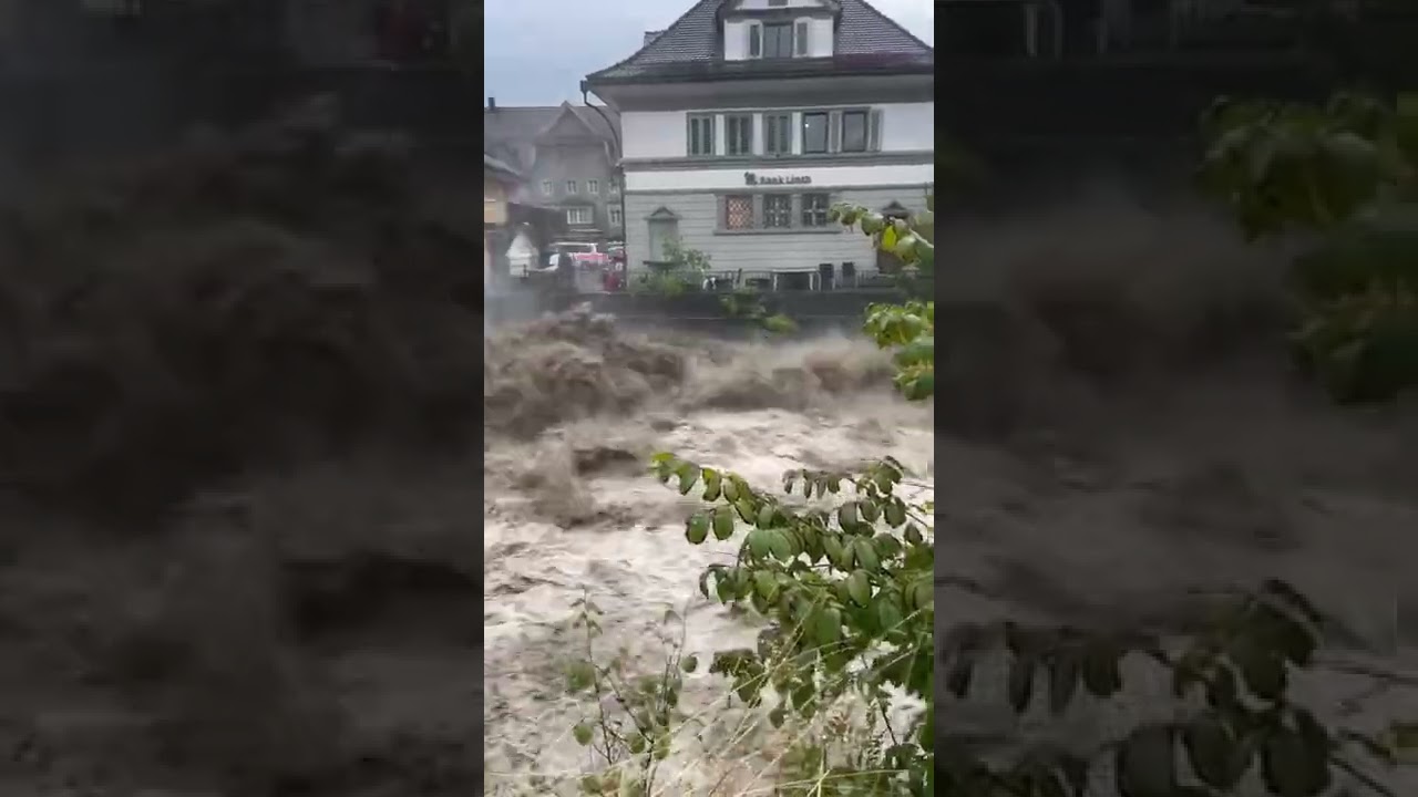 Flood in Siebnen, Canton Schwyz Switzerland | Schwere Unwetter, Hochwasser in Siebnen Schwyz Schweiz