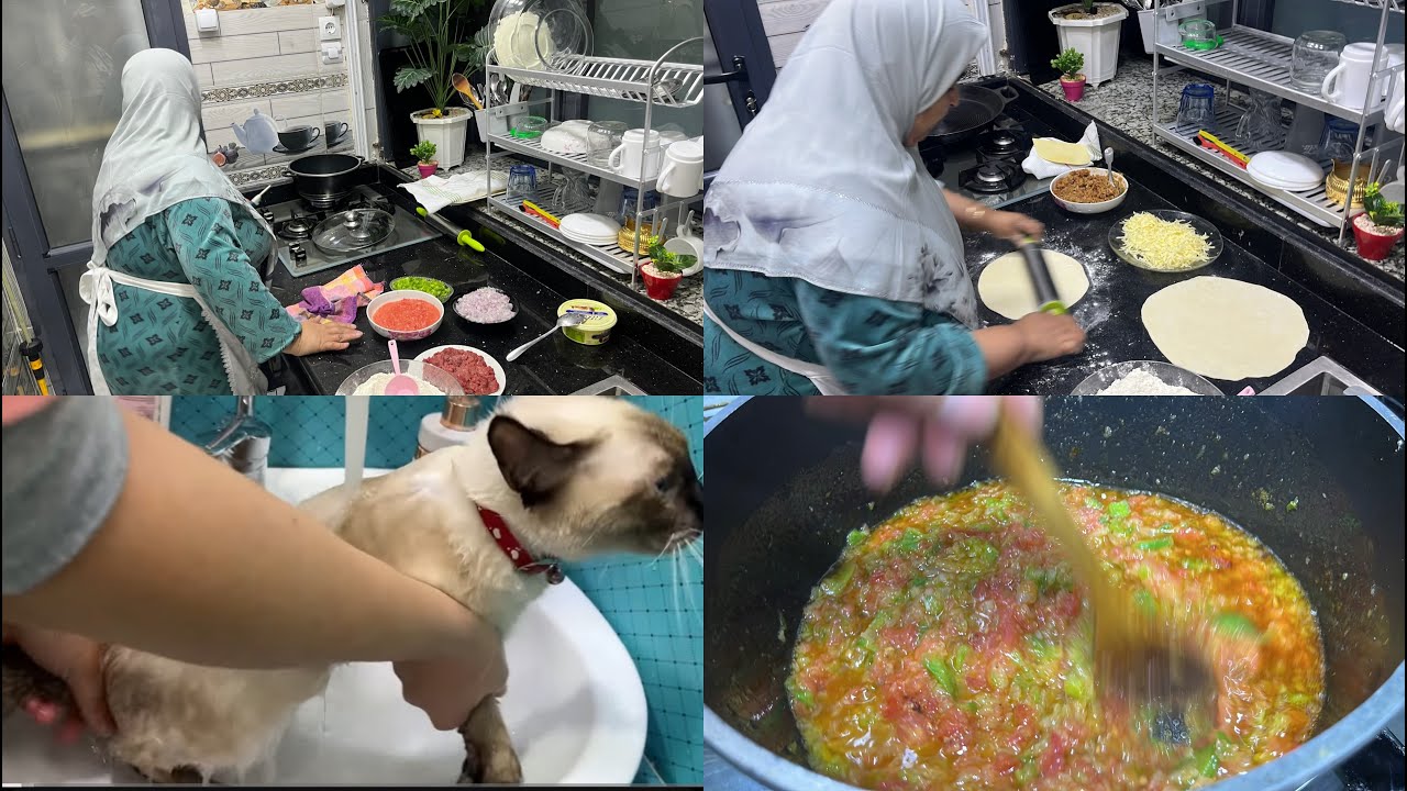 روتين مسائي الله الله❤️😍دوشنا للقطة وحد الضحك😂😂كسرة محشية وحد البنون منقولكمش😍😍