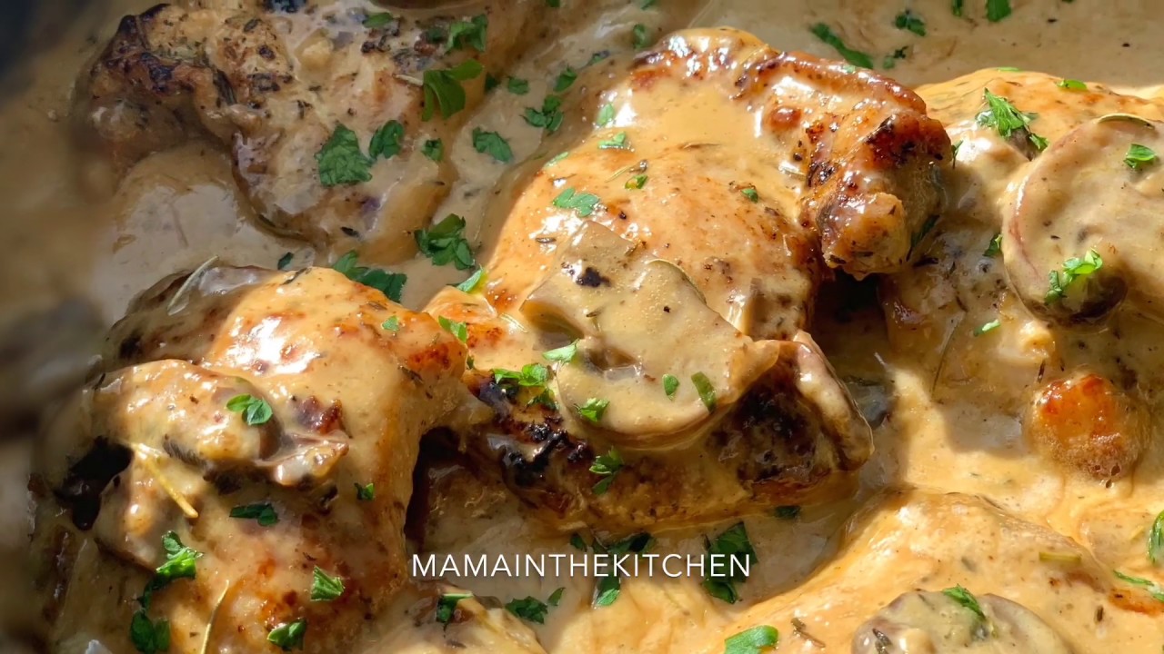 Creamy Garlic Mushroom Chicken Recipe One Pan Chicken Recipe Garlic Herb Mushroom Cream Sauce Youtube