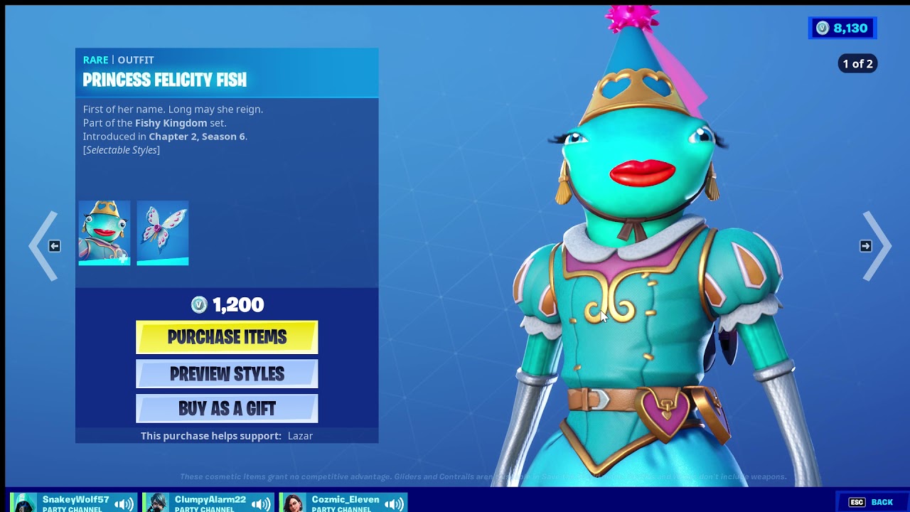 I gifted the fishstick princess skin YouTube