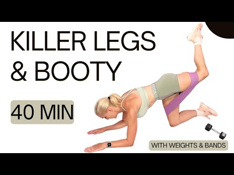 40 Min Killer Legs Workout | Dumbbells + Bands | Glutes, Quads & Hamstrings