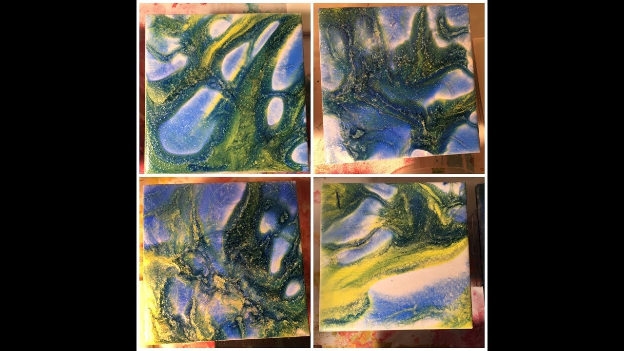 Edited Version: Acrylic Pouring on 4x4 inch Ceramic Tiles from May 29 ...