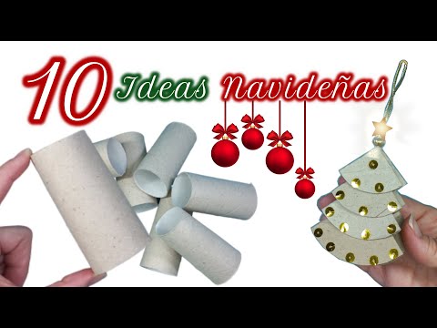 NUEVAS IDEAS Navidad 2023 🎄 10 MANUALIDADES para hacer ADORNOS NAVIDEÑOS 🎅con tubos de cartón ♻️ DIY @CrearyReciclar