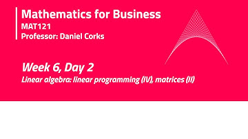 Lecture 11 - Linear programming (IV) & Matrix operations (II) (W6D2)