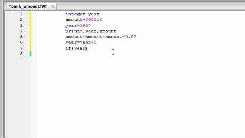 Write a FORTRAN program which prints the YEAR and the AMOUNT of the account until 2000