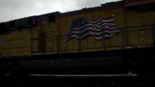 Union Pacific 7376 and 7374 Locomotive pulling through Black Rock Desert
