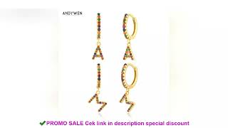 ANDYWEN 925 Sterling Silver Spring Rainbow CZ Zircon Letters 26 Charms Drop Earring Initial Piercing