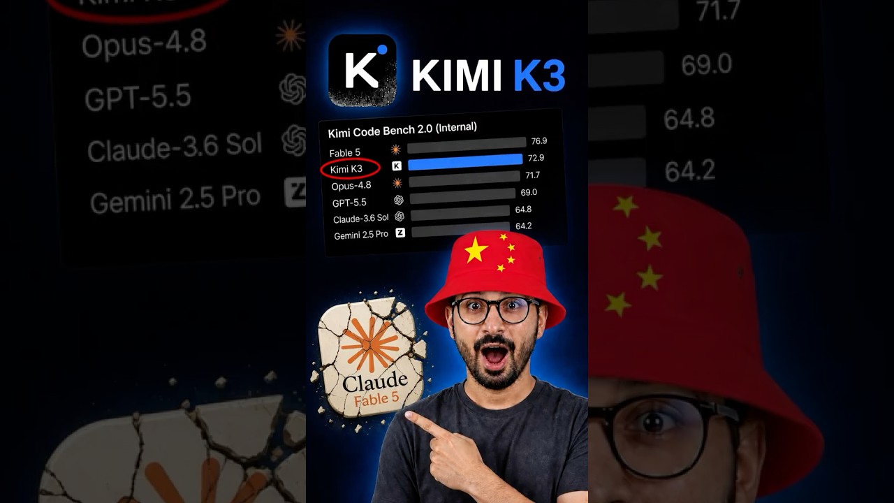 Kimi K3 is the best AI model for AI Coding & Agentic Tasks, Better than Fable 5 #ai #kimik3  #tech