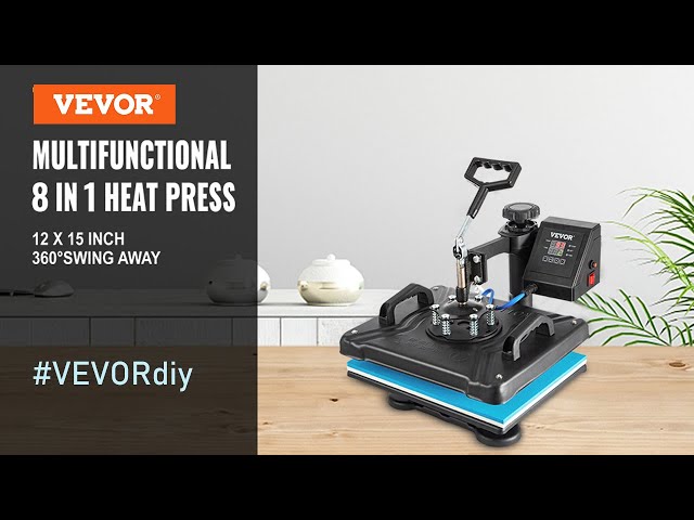 VEVOR Heat Press Machine 15x15 8 in 1 Combo Digital Multifunctional  Sublimation Heat Transfer Machine Dual LED Display 360 Degree Rotation  Swing