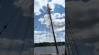 Picture perfect July day for the schooner Harvey Gamage to dock in Bangor, Maine