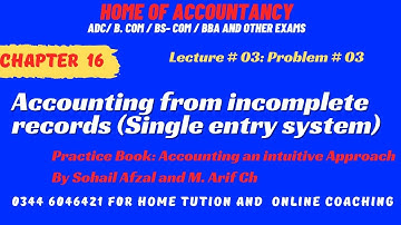 Lecture # 03 || Problem # 03  || Ch # 16 ACCOUNTS FROM INCOMPLETE RECORDS || Financial Accounting ||