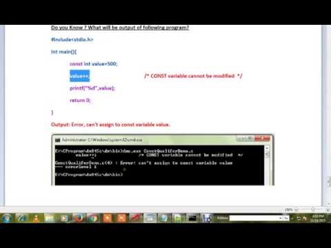 C PROGRAM TUTORIAL  CONSTANT QUALIFIER DEMO