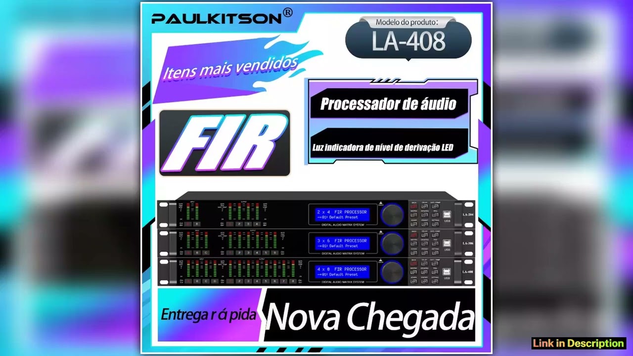 Paulkitson LA408 Digital Professional Audio Processor Four In Eight Out 64 Bit DSP With Fir Speaker