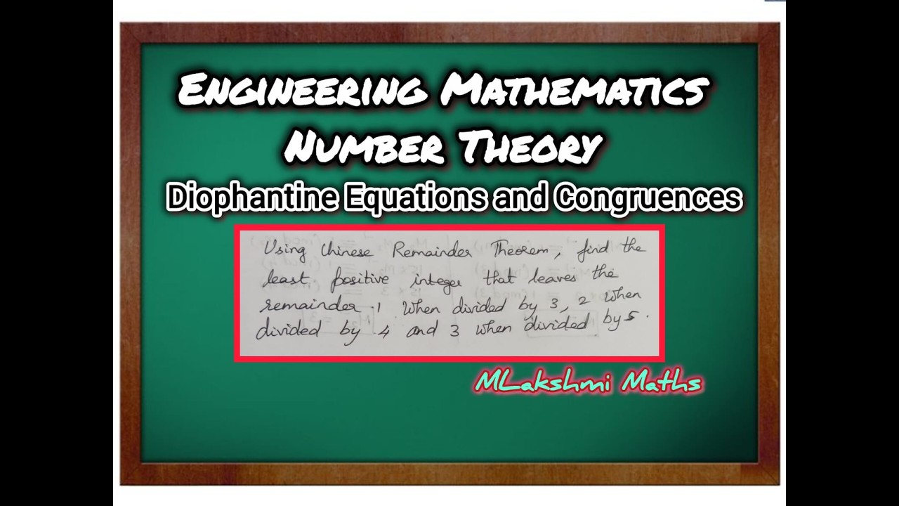Engineering Mathematics Diophantine Equations and Congruences - YouTube