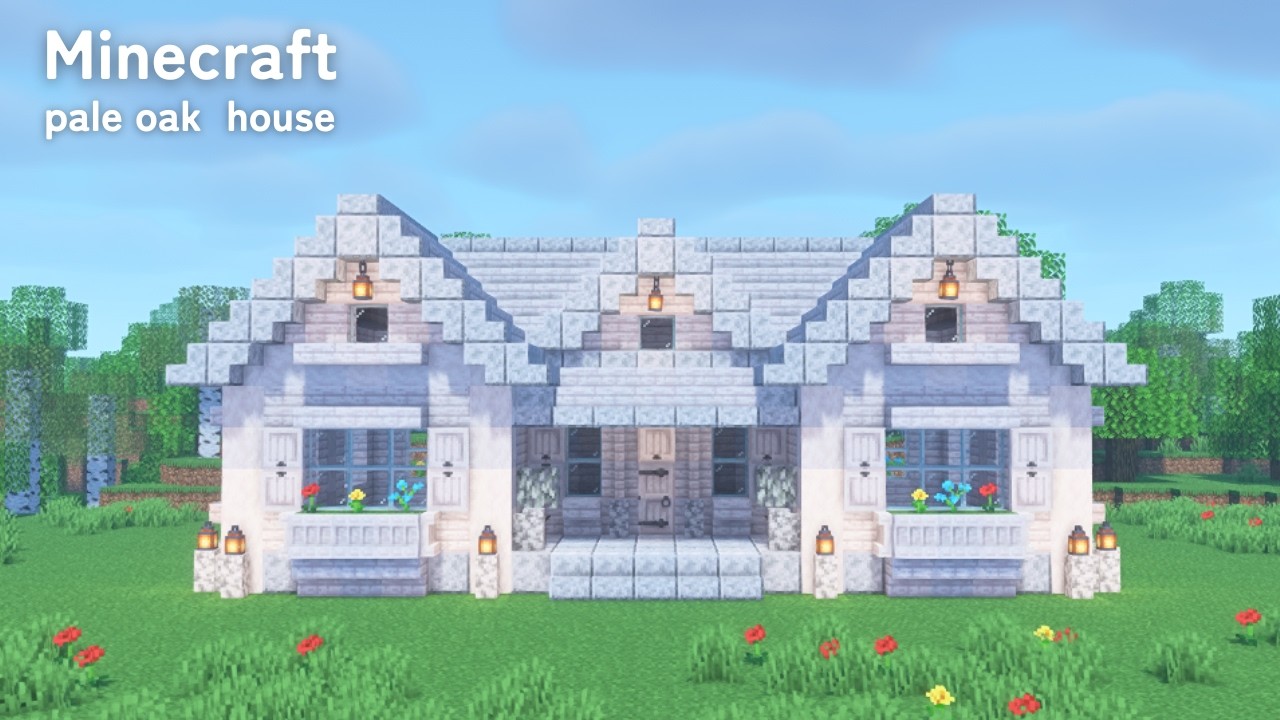 【マインクラフト】ペールオークの白い家の作り方【マイクラ建築】【Minecraft】 - YouTube