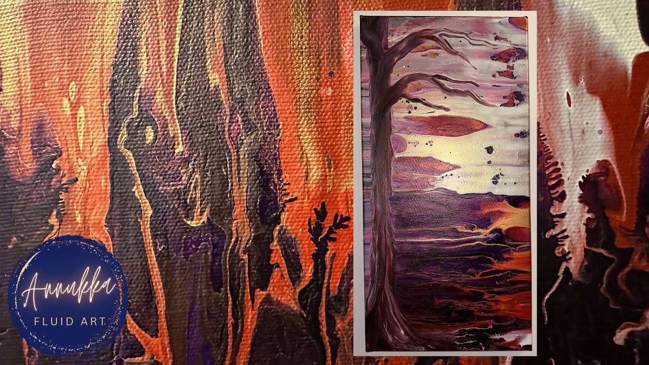 Tree swipe with TLP pigments and PrizmPour ~ Acrylic pouring fluid art ...