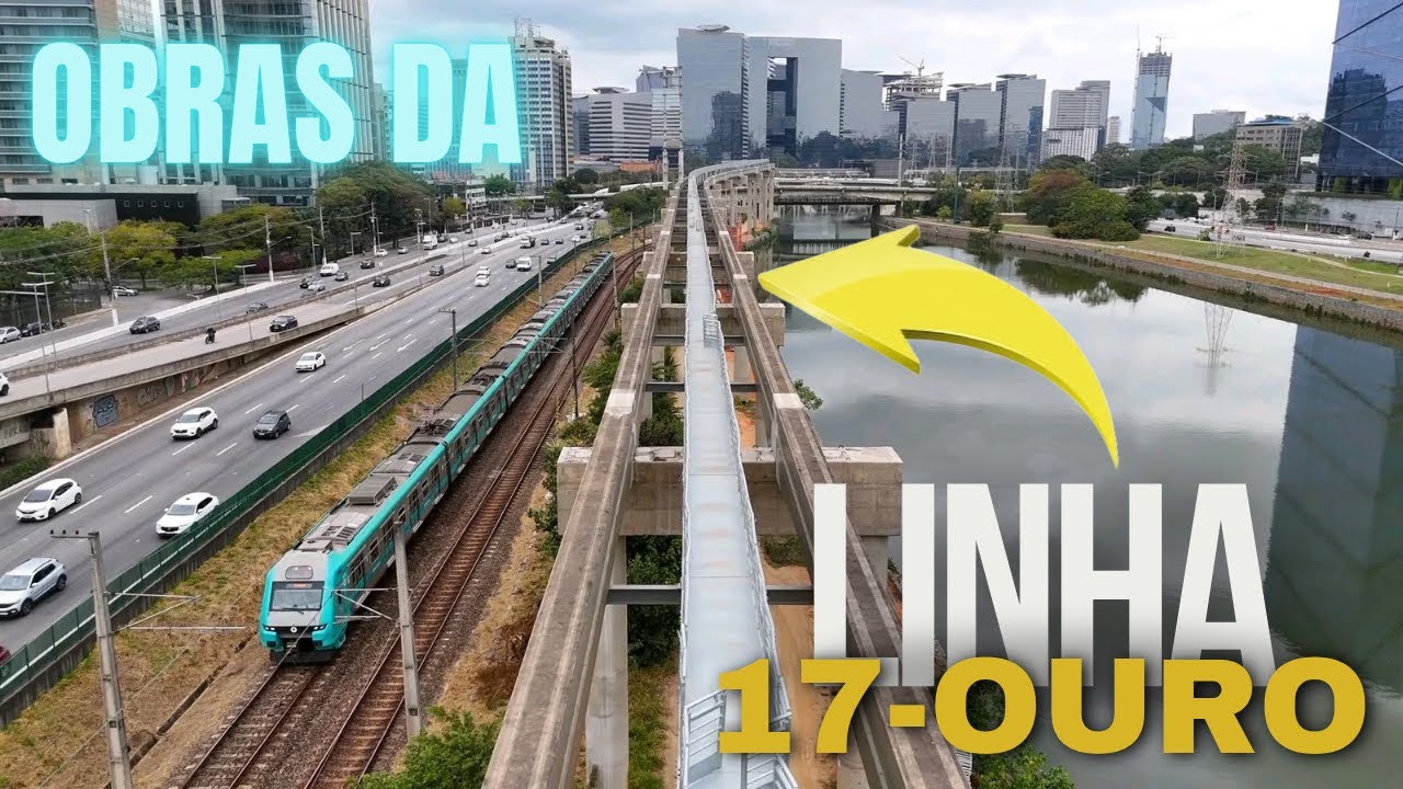 Drone mostra as obras da Linha 17 - Ouro do Monotrilho (entre V. Cordeiro e Marginal Pinheiros) - SP