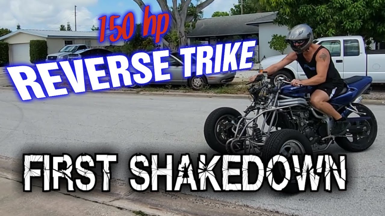 Reverse Trike Part 3 - First Shakedown, custom clutch cable, DIY rollbar