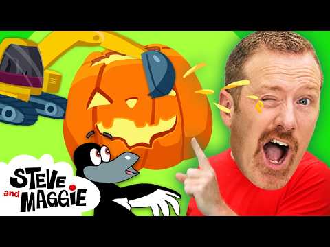 Giant Halloween Pumpkin with Steve and Maggie | Haunted Castle | Wheels on the Bus & Finger Family
