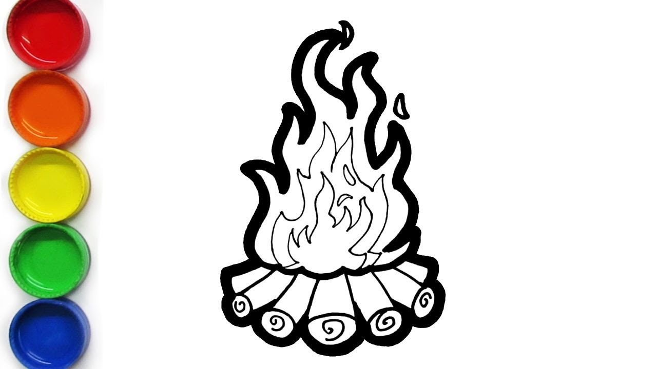 How to Draw Camp Fire, Drawing and Coloring for Kids, Learn Colors | ColourCups TV ☆